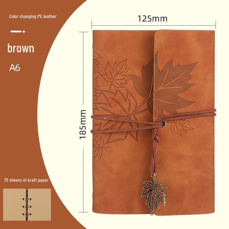 Ретро блокнот на кольцах «Кленовый лист» с настраиваемым логотипом и обложкой с эффектом «кожи»