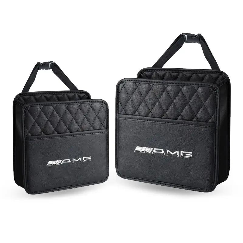 AABIG1 1Pcs Car Seat Storage Bag Leather Storage Bag Accessories Stickers For Mercedes Benz AMG W205 W218 W177 W176 W169 A B C E S