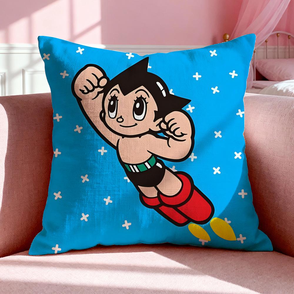 Cartoon AAstro Boy Cushion Cover Breathable Linen Pillowcase Summer Odorless EcoFriendly Invisible Zipper Washable