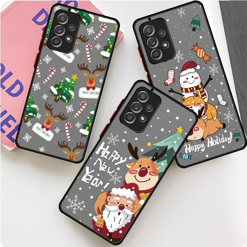 Снежный Рождественский матовый чехол для Samsung Galaxy A52 A12 A51 A32 A21s A71 A32 5G A12 A22 A53 A70 A50 A30 Жесткий чехол для телефона