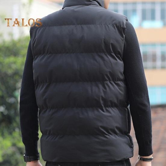 Мужской хлопковый жилет осень-зима с воротником-стойкой, без рукавов, застежкой-молнией, с карманами, однотонный утолщенный стеганый жилет, пальто