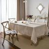 Table Cloth Polyester Linen Solid Color Dining Table Cloth Tassel American Countryside Home Rectangular