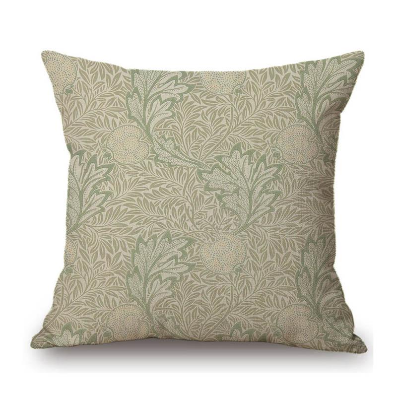 William Morris Classic Flower Pattern Apply Bay Leaf Marigold Design Cotton Linen Decorative Sofa Pillow Case Car Cushion Cover