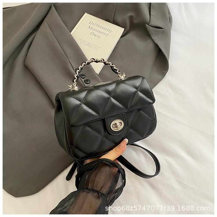 Fashion Lingge Handheld Small Bag Women's 2025 New High-end and Versatile Small Square Bag Niche One-shoulder Crossbody Bag Trend
