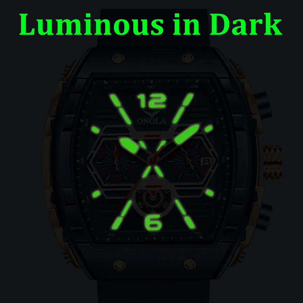 Модные спортивные мужские кварцевые часы водонепроницаемые многофункциональные часы роскошные светящиеся наручные часы Tonneau Mille для мужчин