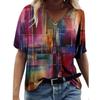 Summer New V-neck Short Sleeved Top 3D Abstract Printed Women's Sexy T-shirt