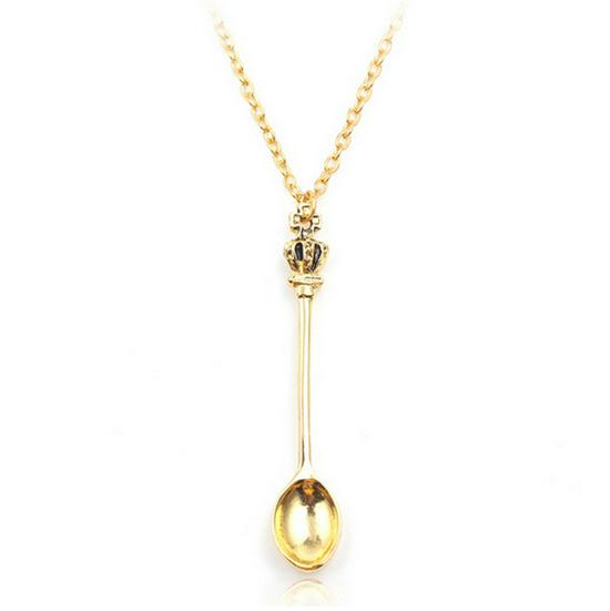 Королевское ожерелье «Корона Алисы»: Мини Классическая Ювелирная Чайная Ложка Подвеска