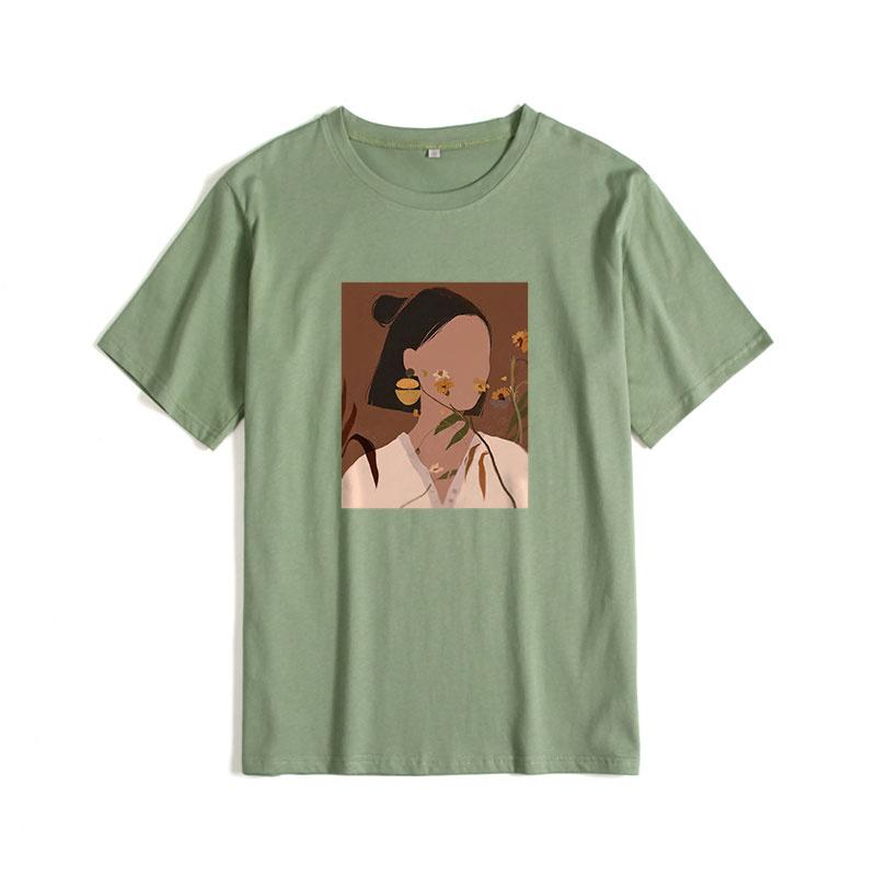 Женские футболки с короткими рукавами Hirsionsan с эстетическим принтом, лето 2021, шикарные модные свободные футболки, повседневные женские топы с готическим графиком