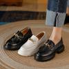 Spring and Autumn Women's Shoes British Style Chain Small Leather Shoes Versatile Casual Flat Shoes Leather Thick Sole Loafers