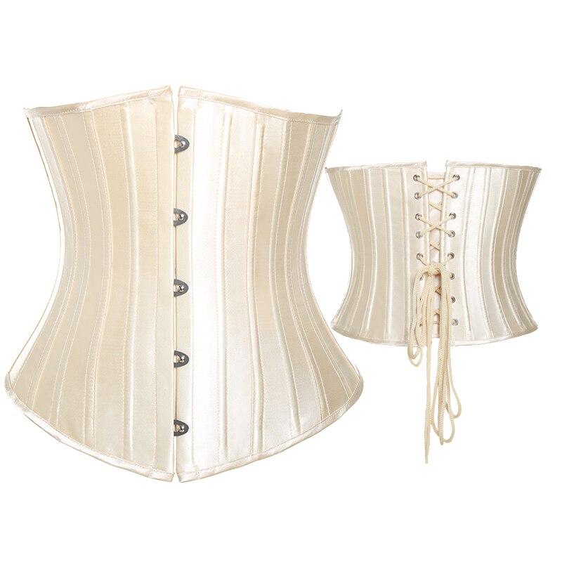 Бюстье и корсеты 24, корсет со стальными косточками, тренировочный корсет для талии, атласный корсет на шнуровке под грудью, парчовый корсет для похудения, формирователь тела