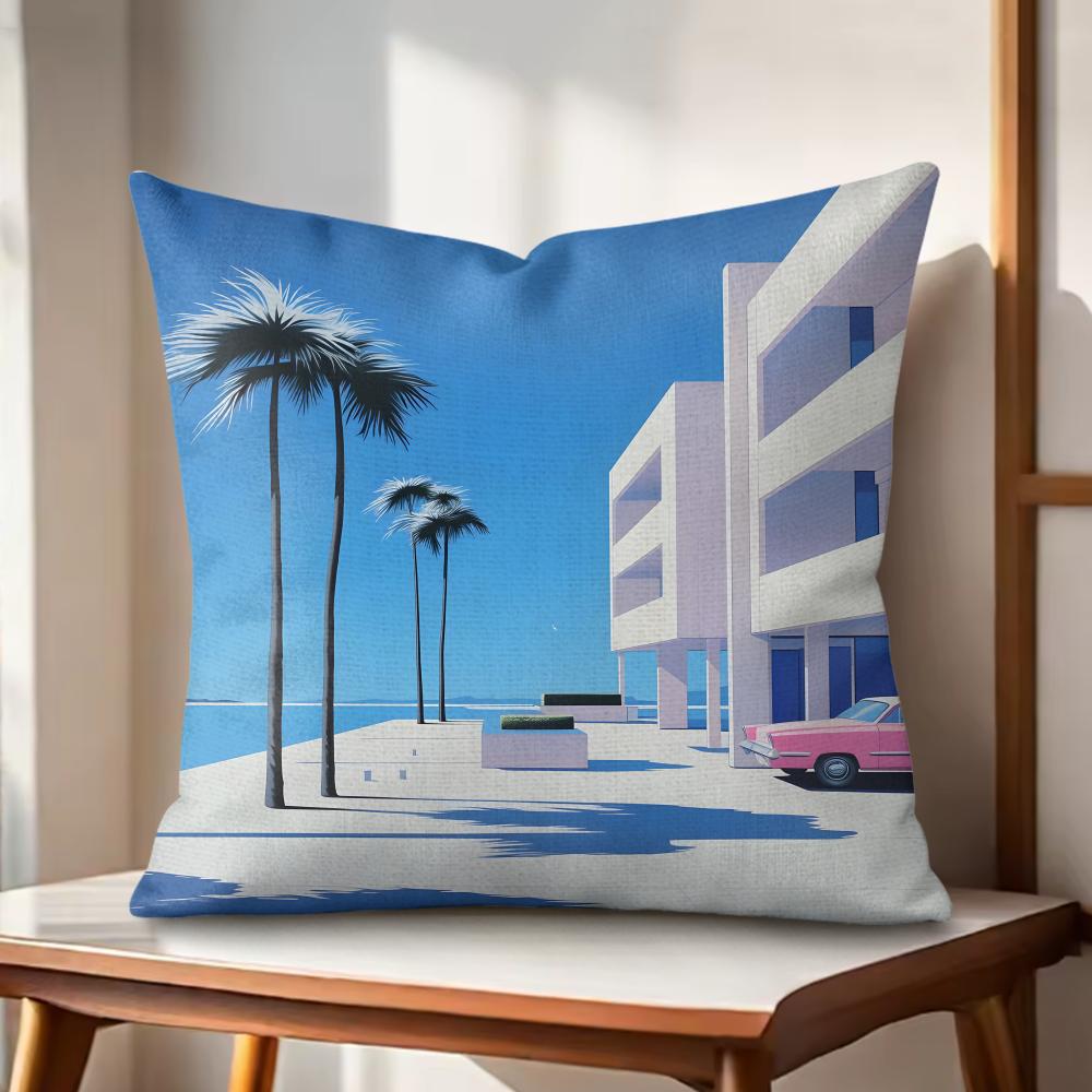 HHiroshi NNagai Cushion Cover Natural Linen Organic Fabric DoubleSided Printing Couch Pillow Covers Home Decor