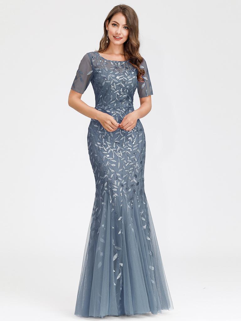 Вечернее платье из тюля Ever-Pretty Illusion с вышивкой «рыбий хвост»