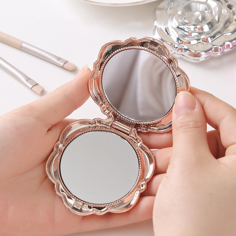 Портативное мини-зеркало Ретро Роза Маленькое карманное зеркало для макияжа Двусторонние ручные зеркала Компактный косметический инструмент для красоты Подарок