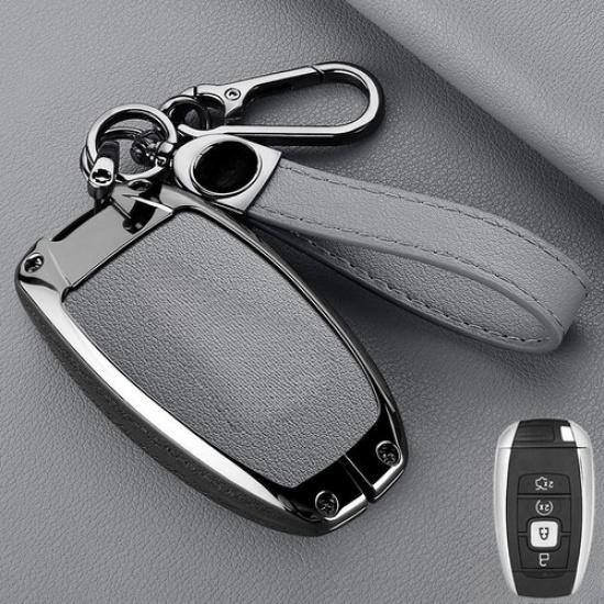 Alloy Leather Car Key Case Cover For Lincoln MKC MKZ MKX Navigator Continental
