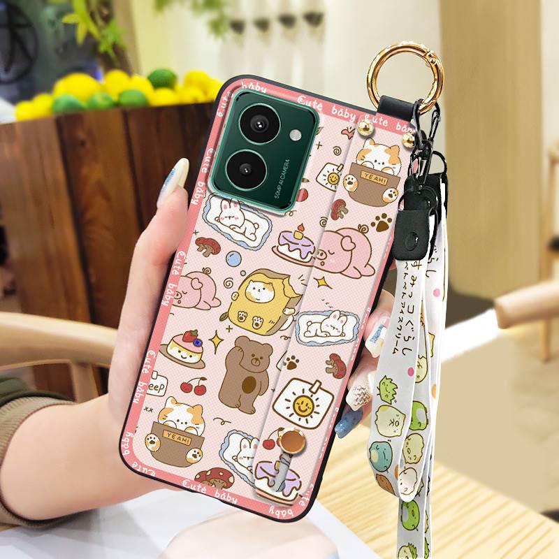 Fashion Design Ring Phone Case For Nokia HMD Pulse/Pulse+/Pulse Pro Anti-dust Wrist Strap Back Cover Cartoon Protective