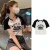 Casual O-neck Short Sleeve Letter Print T-shirt Summer Cute Female Tee Y2K Clothes Bodycon Tunics Crop Tops Fashion Tank Top