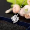 Sterling  Square Shaped Pendant Necklace with Brilliant Cubic Zircon Fashion Luxury Wedding Necklace Jewelry for Women