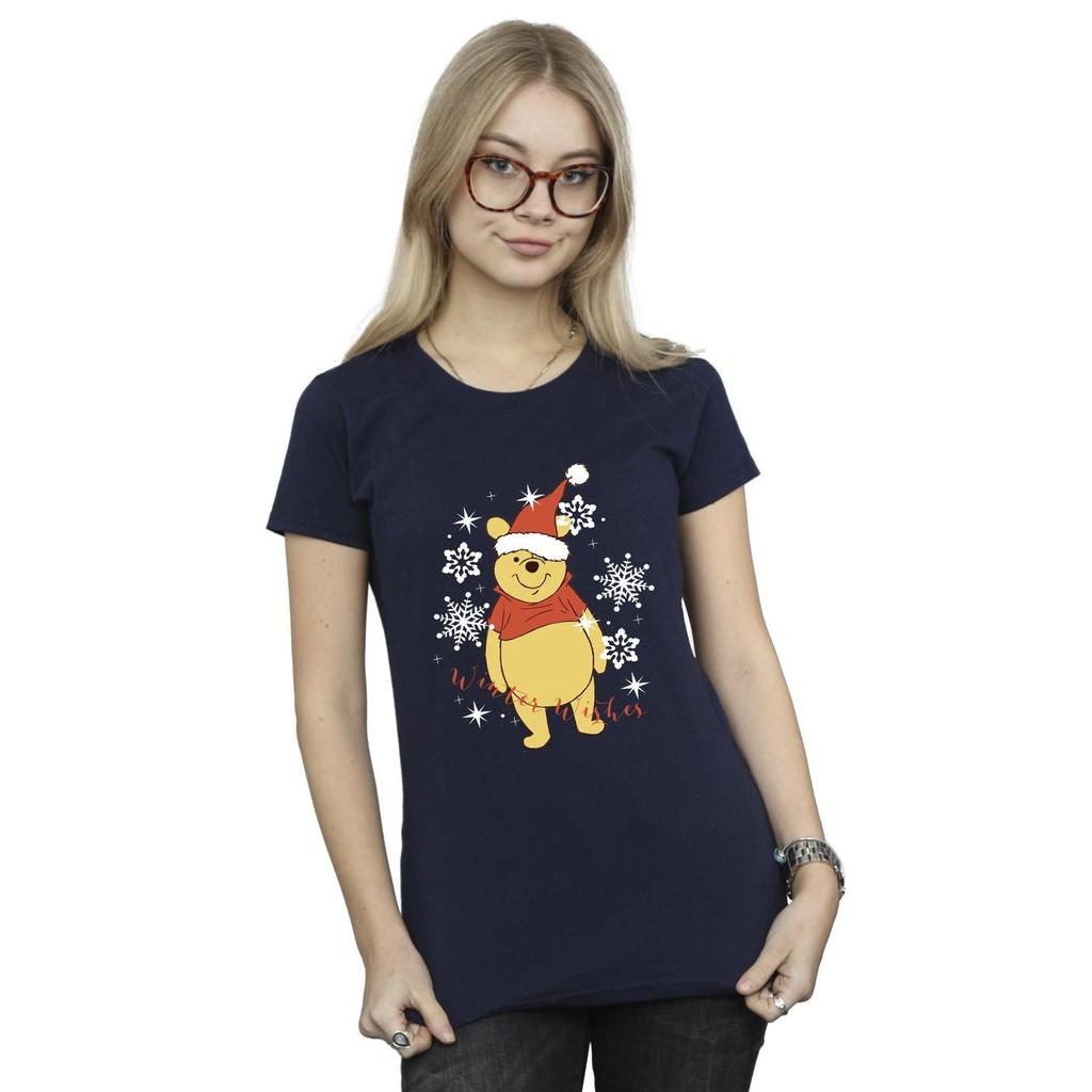 Disney Womens/Ladies Winnie The Pooh Winter Wishes Cotton T-Shirt