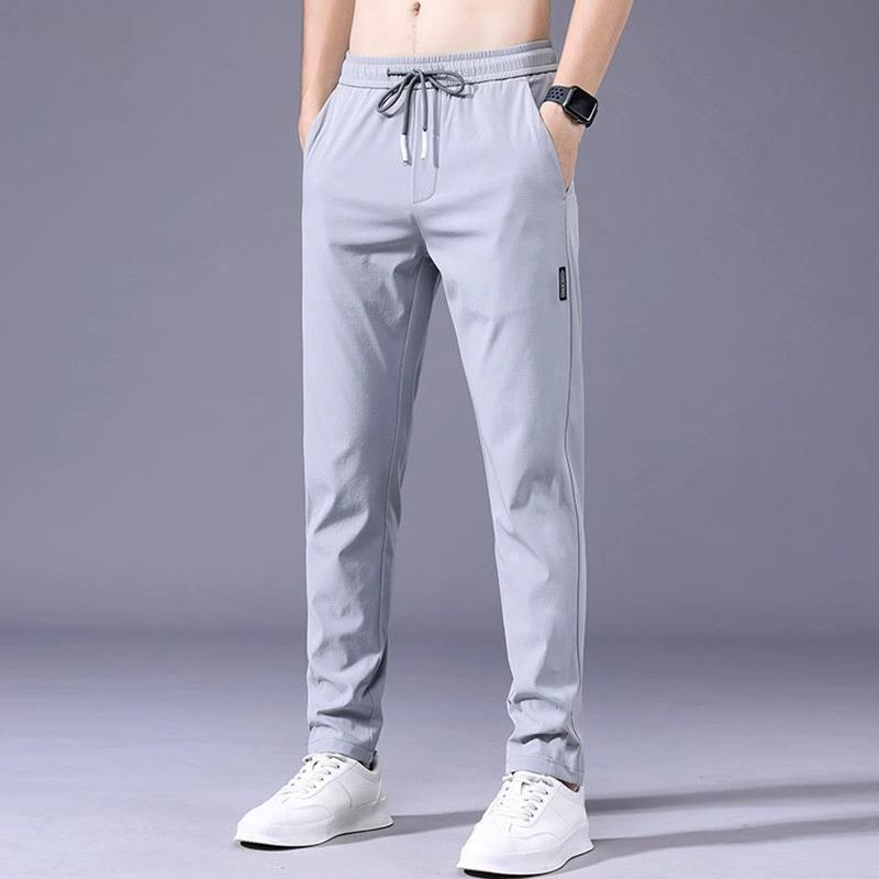 2024 Men's Trendy Straight Ice Silk Casual Skinny Pants for Spring and Autumn