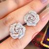 Великолепные серьги-пусеты Стерлинговое серебро Ослепительный Изысканный Цветочный Дизайн Аксессуар Роскошные Модные Свадебные Украшения Подарки