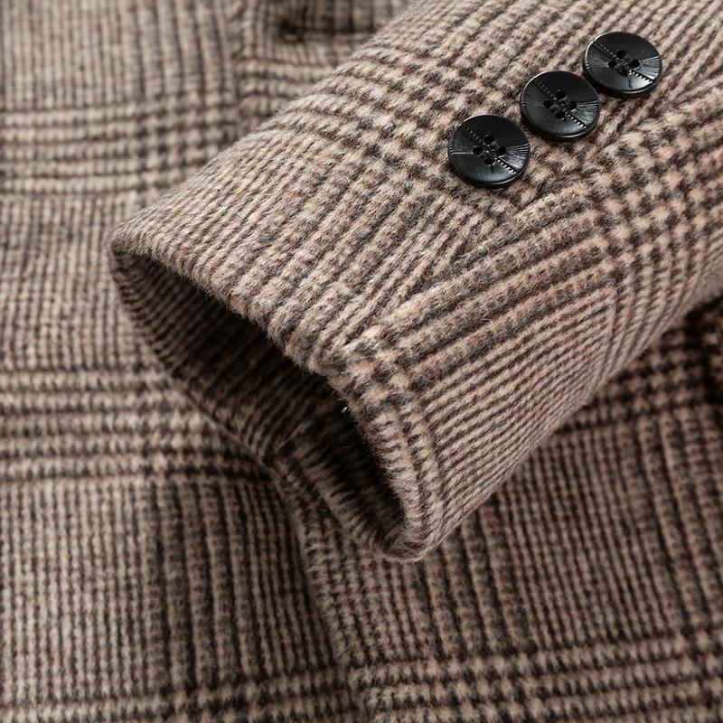 Men's British Plaid Wool, Suit Fashion Urban, Casual Short Thickened Suit