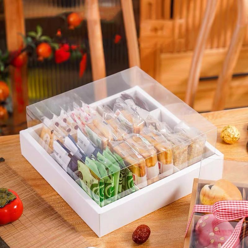 Коробка для упаковки еды на вынос с сеткой из девяти квадратов, ретро крафт-бумага, для выпечки, десертов, тортов, пикника