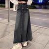 Spring and Autumn High-waisted Denim Skirt Half-body Skirt for Women Vintage A-line Skirt Plus Size Long Skirt