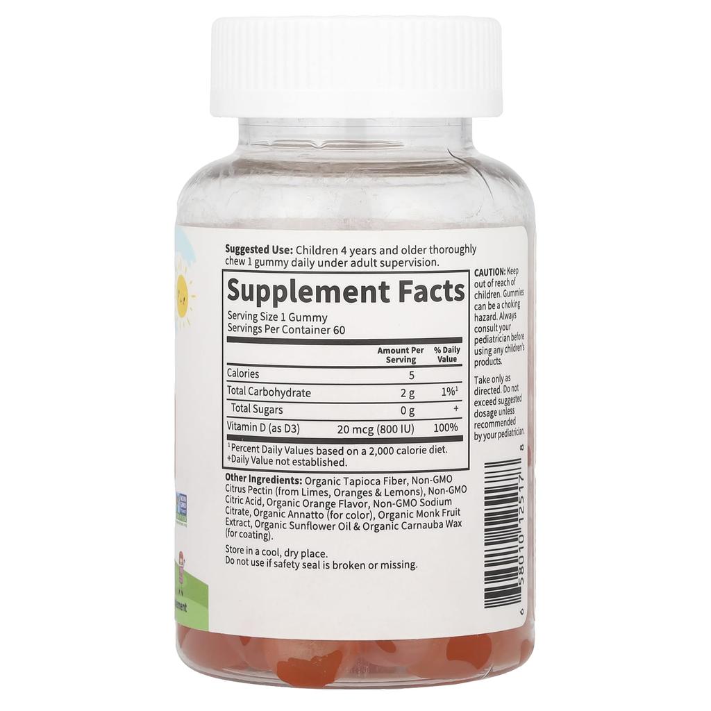 Garden of Life For Children, Vitamin D3, Orange, 20mcg (800IU), 60 Vegetable Gummies