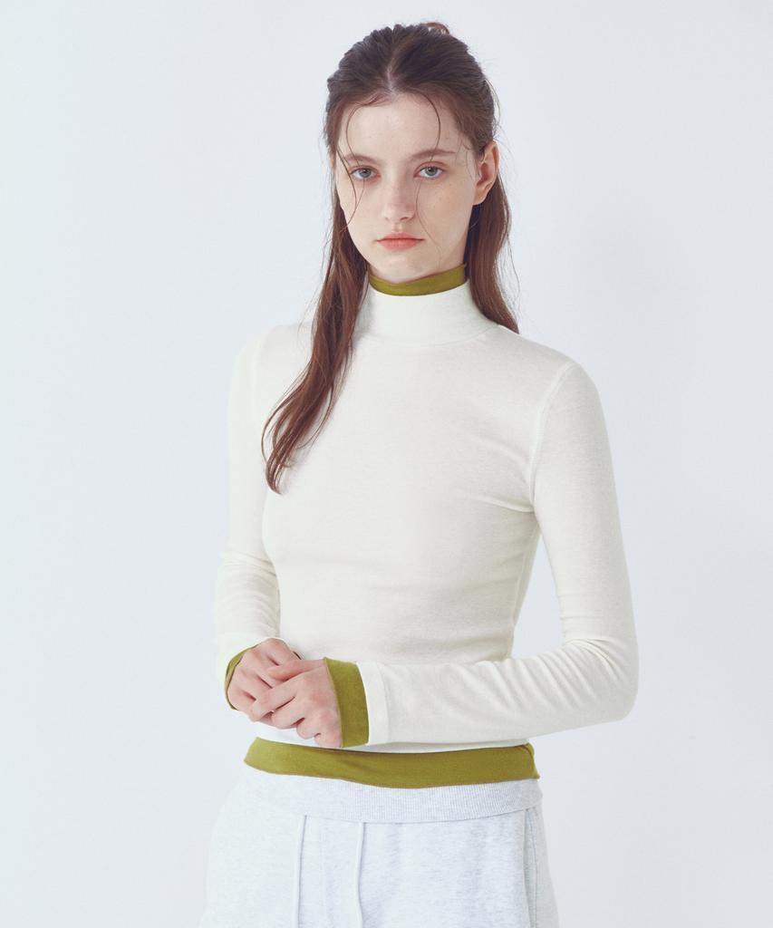 CITTA Every Day Wool Double Layered Turtle-Neck T-Shirt_Ctt397(Ivory)