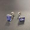 925 Silver Rectangle Earrings Tanzanite Stud Earrings Jewelry Womens