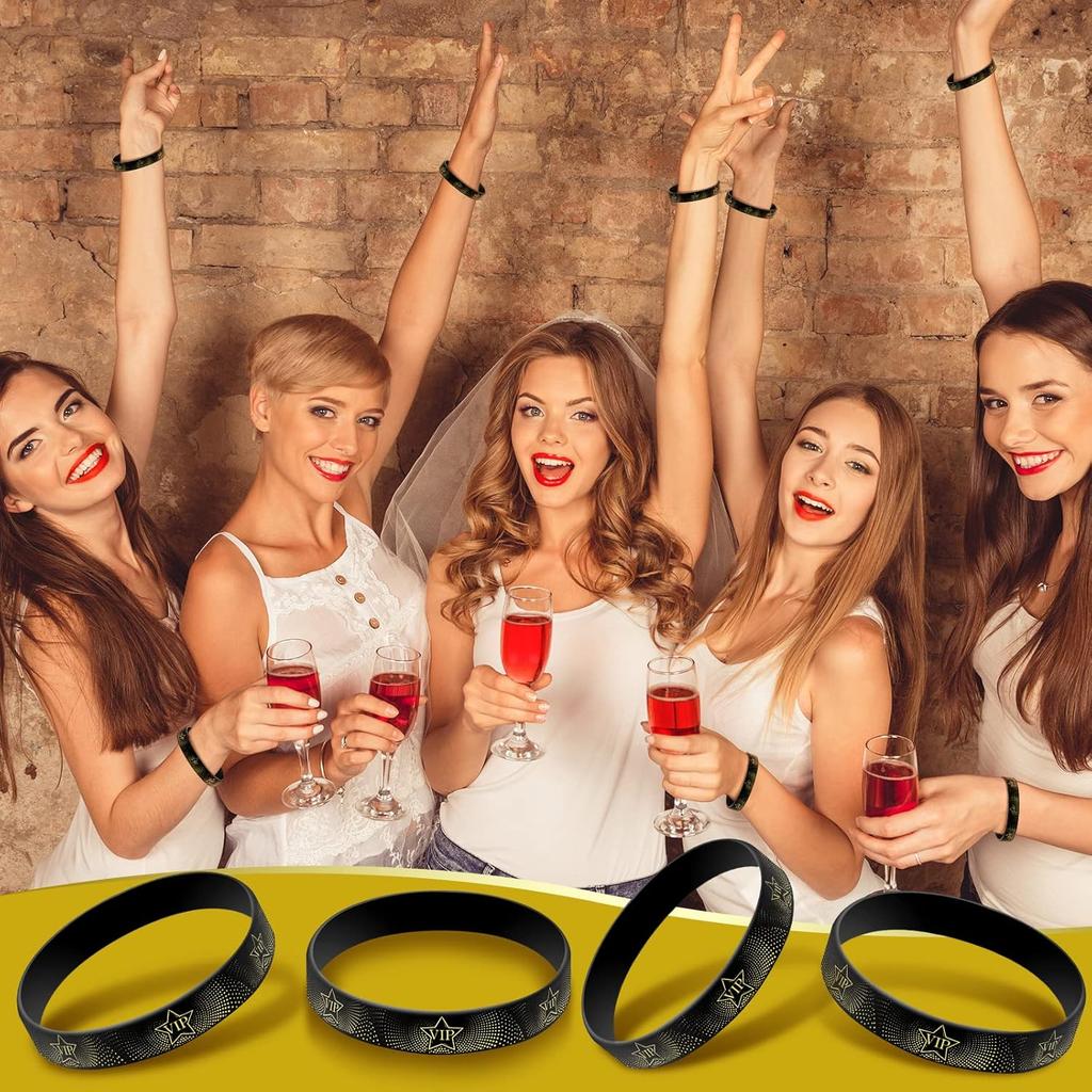 Sratte 30 шт. VIP-браслеты VIP-силиконовые браслеты для мероприятий Черные браслеты Эластичные браслеты для вечеринки, клуба, бара, мужчин, женщин