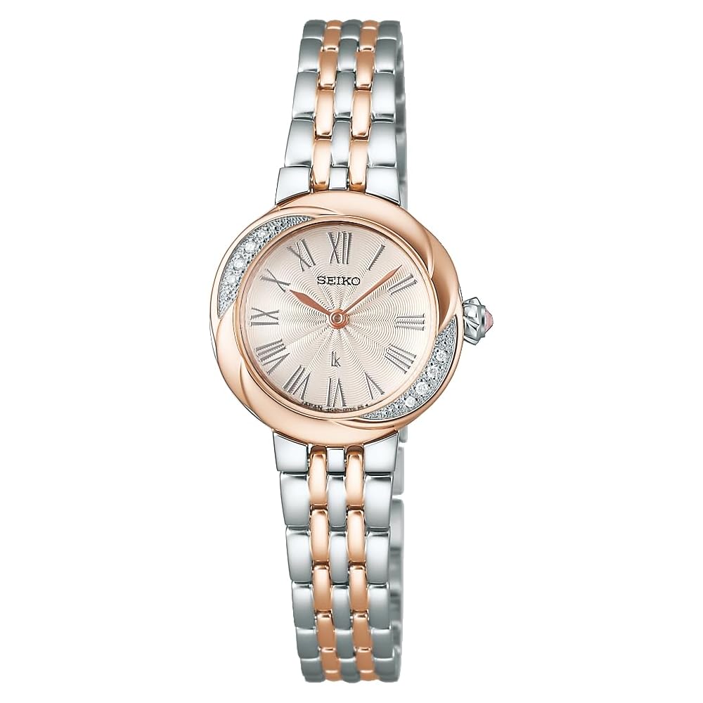 Женские кварцевые часы Seiko Lukia SSWA002 Корпус с бриллиантом, выращенным в лаборатории, Хрустальное стекло Серебристый и шелковисто-розовый циферблат цвета слоновой кости Нержавеющая сталь