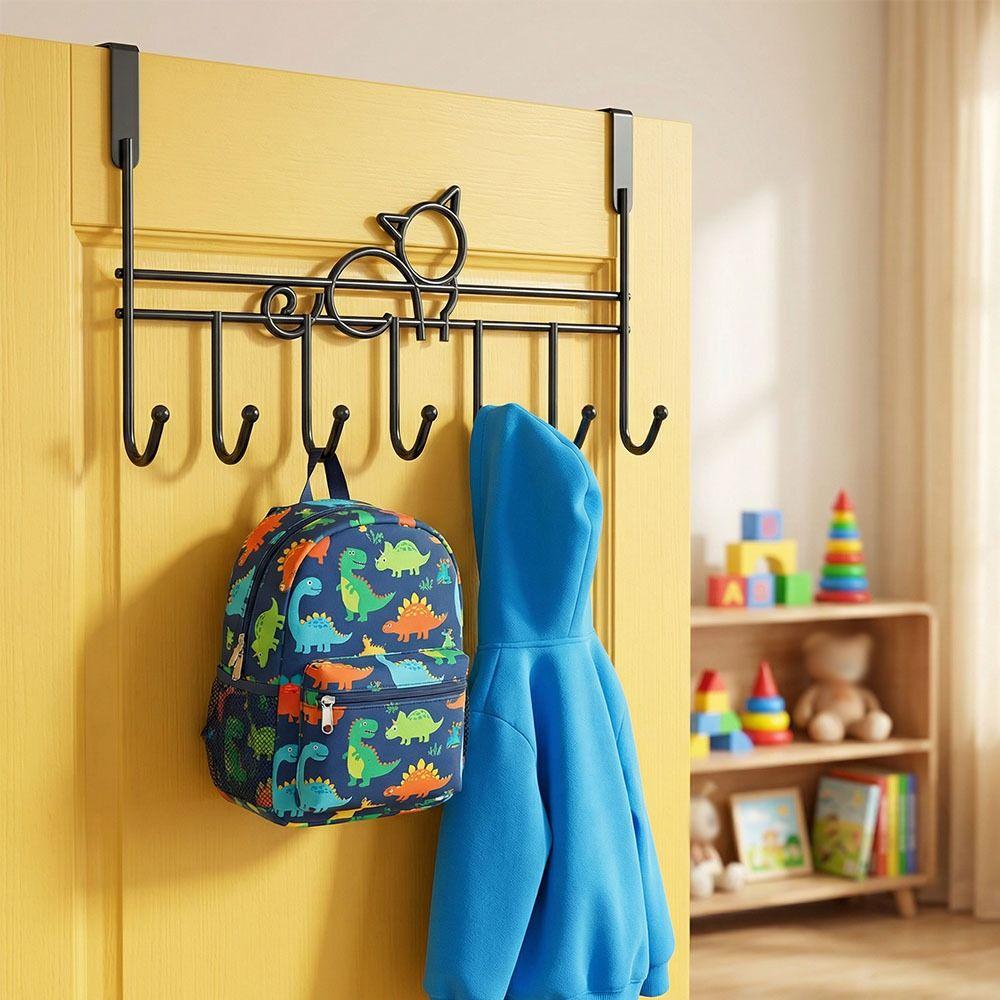 Space Saving Door Storage Hook Punch-Free Door Hanger Rack Traceless Organizer Rack Home Use