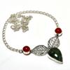 Indian Moss Agate Carnelian Gemstone 925 Silver Plated Jewelry Necklace 18"