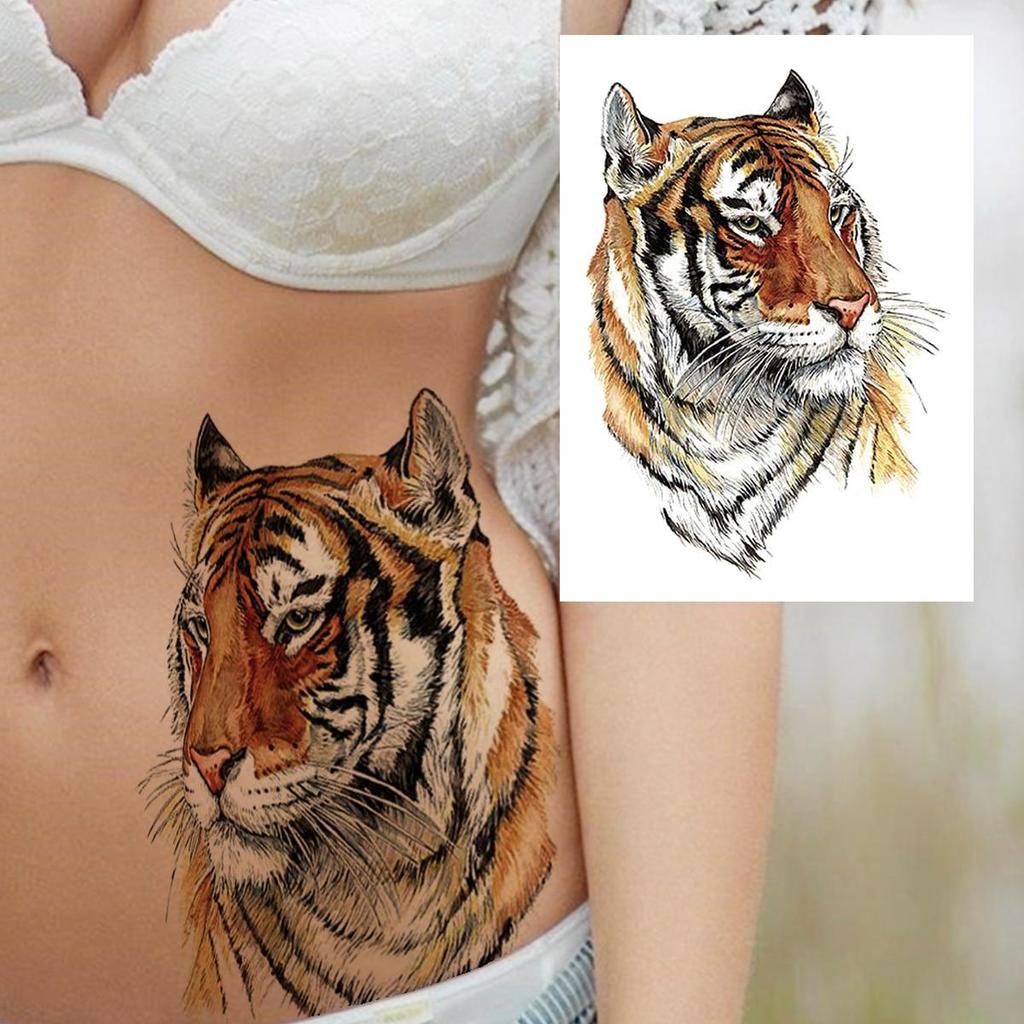 Временная татуировка с большим тигром для женщин, мужчин, детей, девочек, акварель, леопард, лев, татуировка, наклейка, поддельные одноразовые татуировки Wasit, поставки