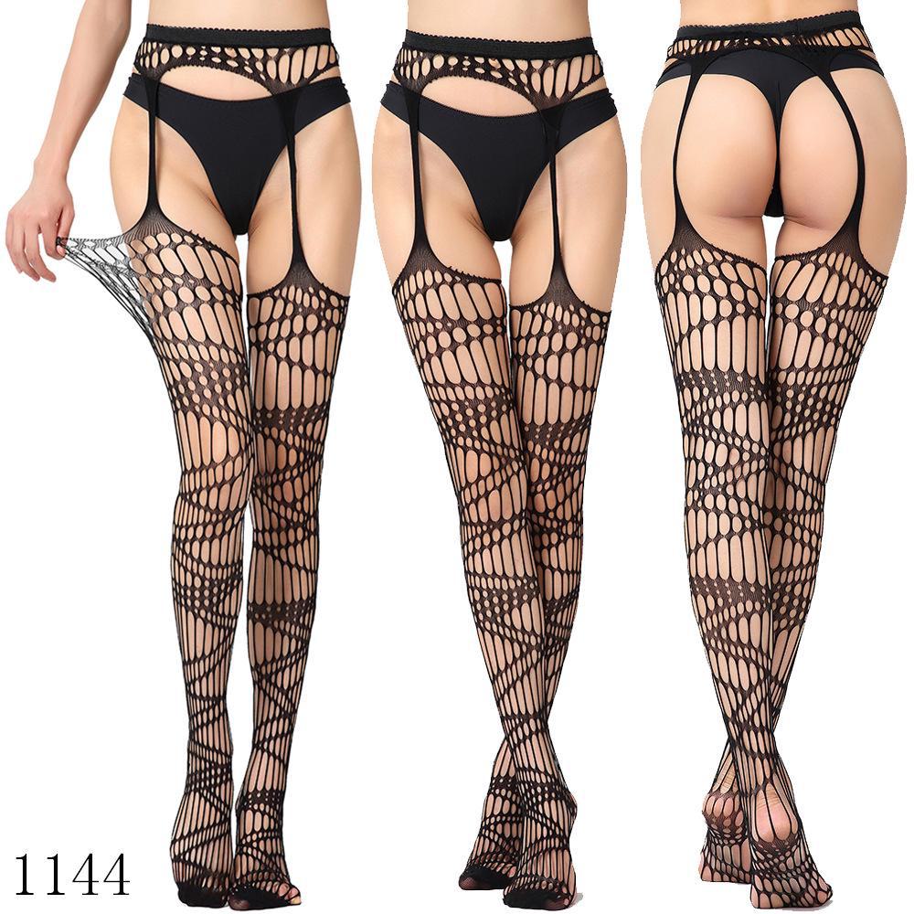 European & American Women's Mesh Jacquard Garter One-Piece Pantyhose