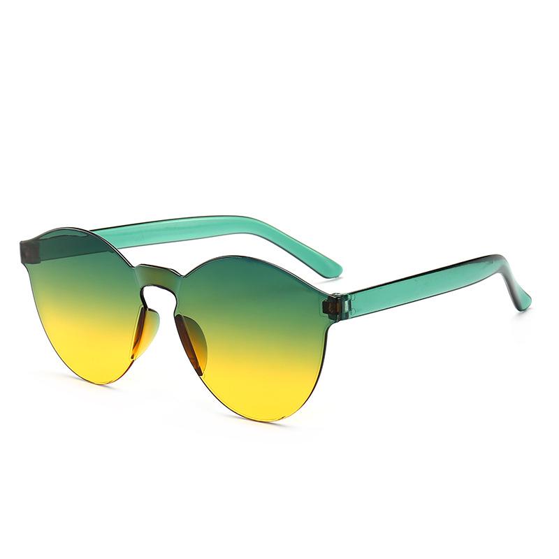 Модные женские солнцезащитные очки с кошачьими ушками, безрамные желе, прозрачные очки, универсальные очки в стиле ретро, ​​очки ярких цветов