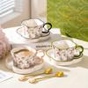 Retro Plum Blossom Coffee Cup And Saucer Set, High-End Exquisite Afternoon Tea Cup Gift Box, Wedding Gift Souvenir