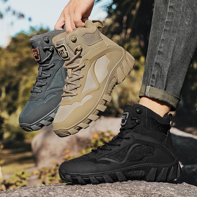 Large Size Tactical Boots Men's High Top Outdoor Hiking Shoes Hiking Shoes Breathable Non-Slip Military Boots Combat Boots