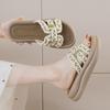 Thick-soled Slippers Women's Summer Outer Wear with Skirts 2025 New Soft-bottomed Beach Pearls Heightened One-word Cool Slippers