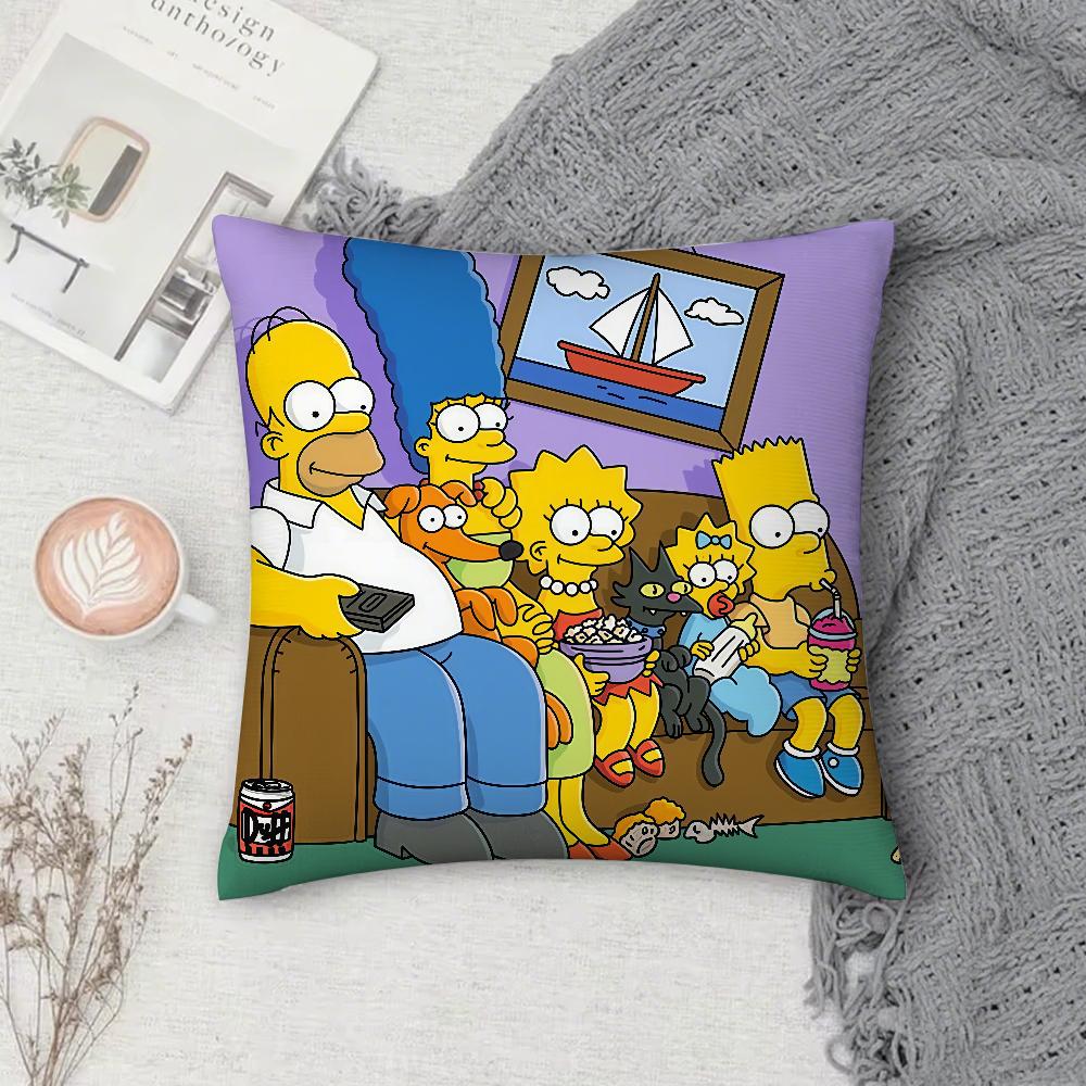 Cartoon SSimpsons Pillow Case Square DoubleSided Printing Sofa Cushion Cover Pillowcase Bedroom Bedside