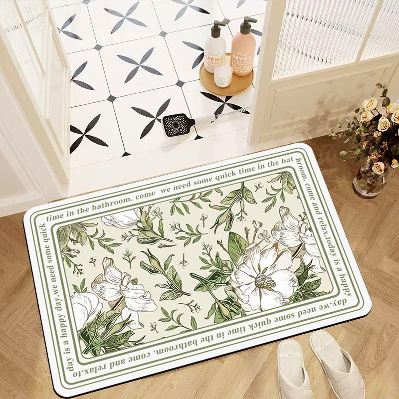 Bathroom Absorbent Floor Mat Retro Oval Non-slip Carpet Household Toilet Toilet Thickened Quick-drying Toilet Floor Mat