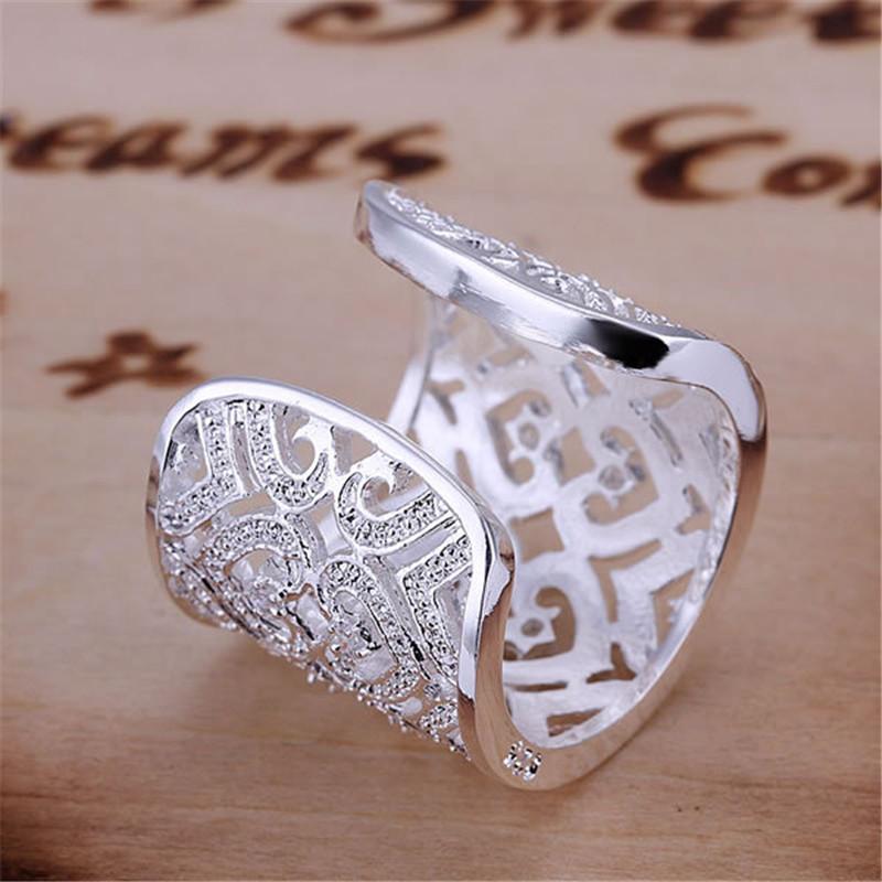 2024 New Fashion High Quality 925 Sterling Silver Hollow Heart Flower Ring For Women Wedding Party Gifts