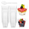50 Sets Disposable Dessert Cups with Spoons Heavy-duty Reusable Clear Plastic Puddings Cups Parties Events Supplies