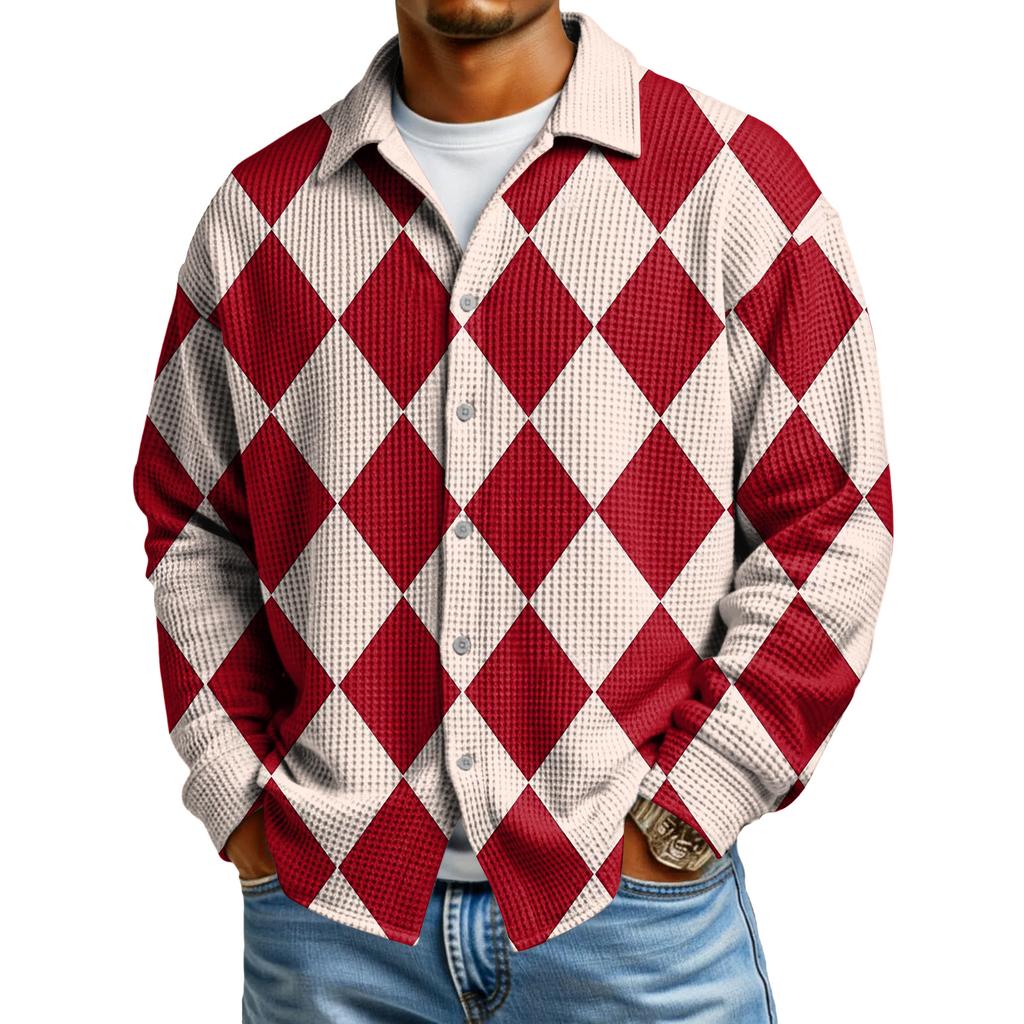 Мужская повседневная рубашка с длинным рукавом на пуговицах