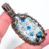 K2 Azurite Handmade Copper Wire Wrap Jewelry Pendant 2.76" Q4D55