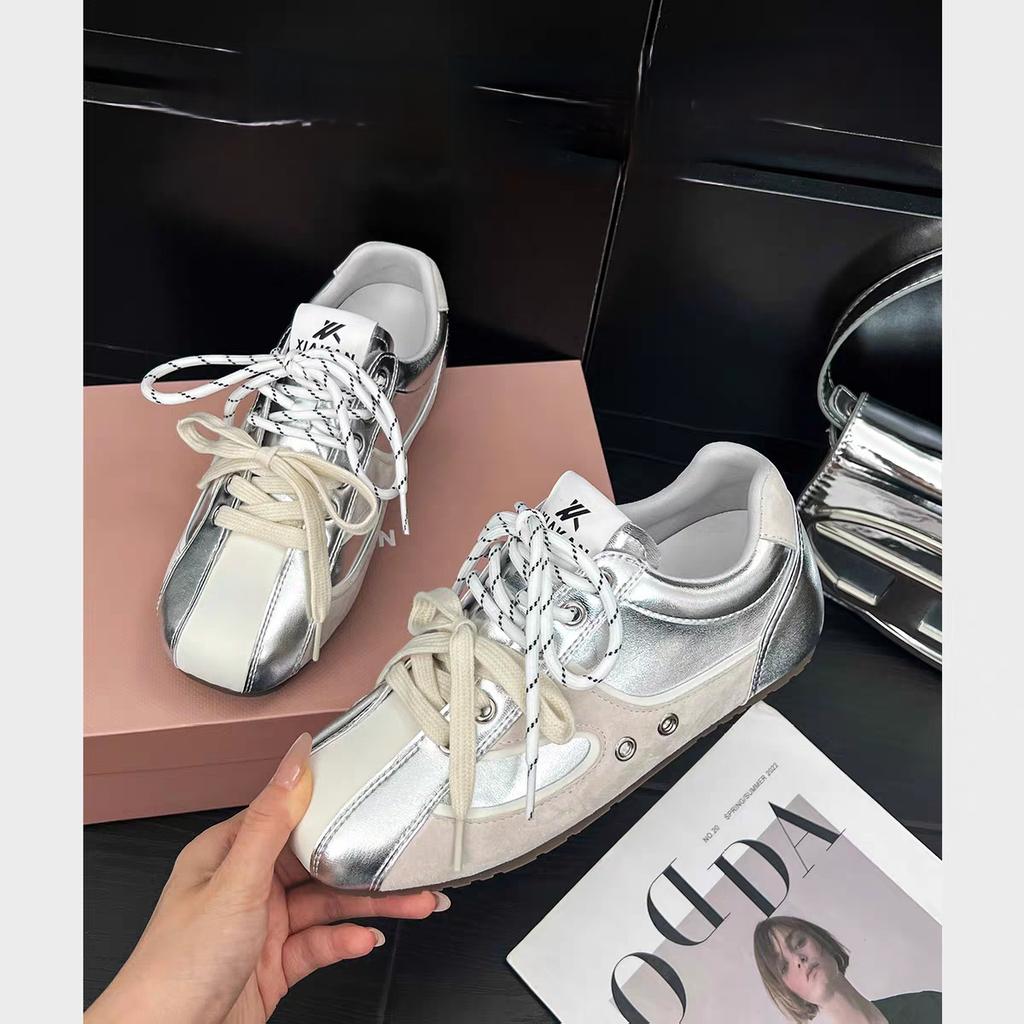 Корейские нишевые ретро кроссовки для тренировок в немецком стиле с внутренней танкеткой, женские 2025 новинка, дышащие, универсальные, на плоской подошве, повседневные спортивные кроссовки Forrest Gump