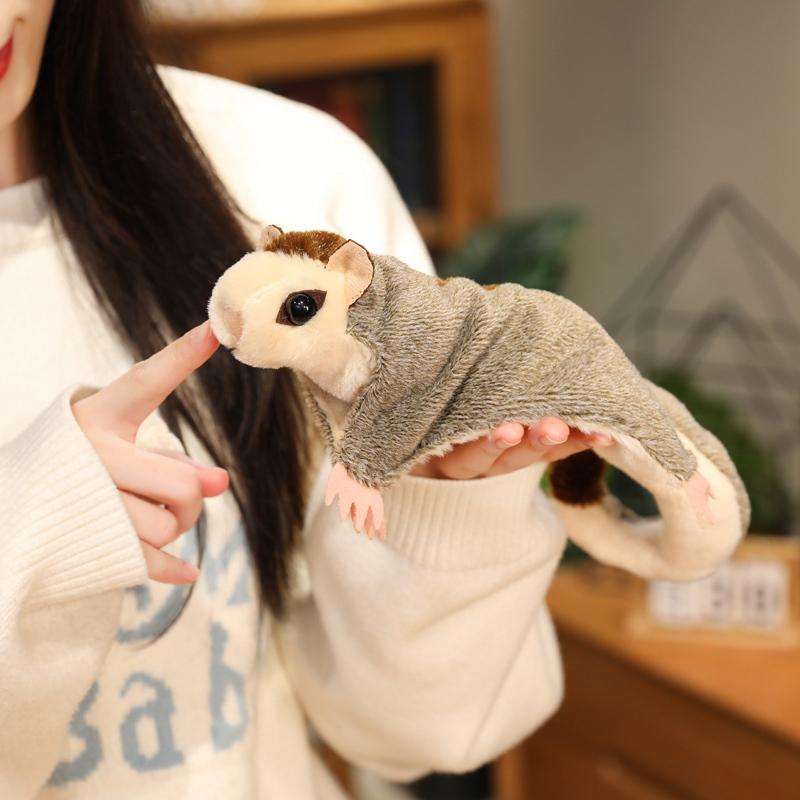 33Cm Sugar Glider Soft Flying Squirrel Toy Long Tail Sugar Possum Stuffed Toy Hand Center Pets Funny Gift Home Halloween Decor