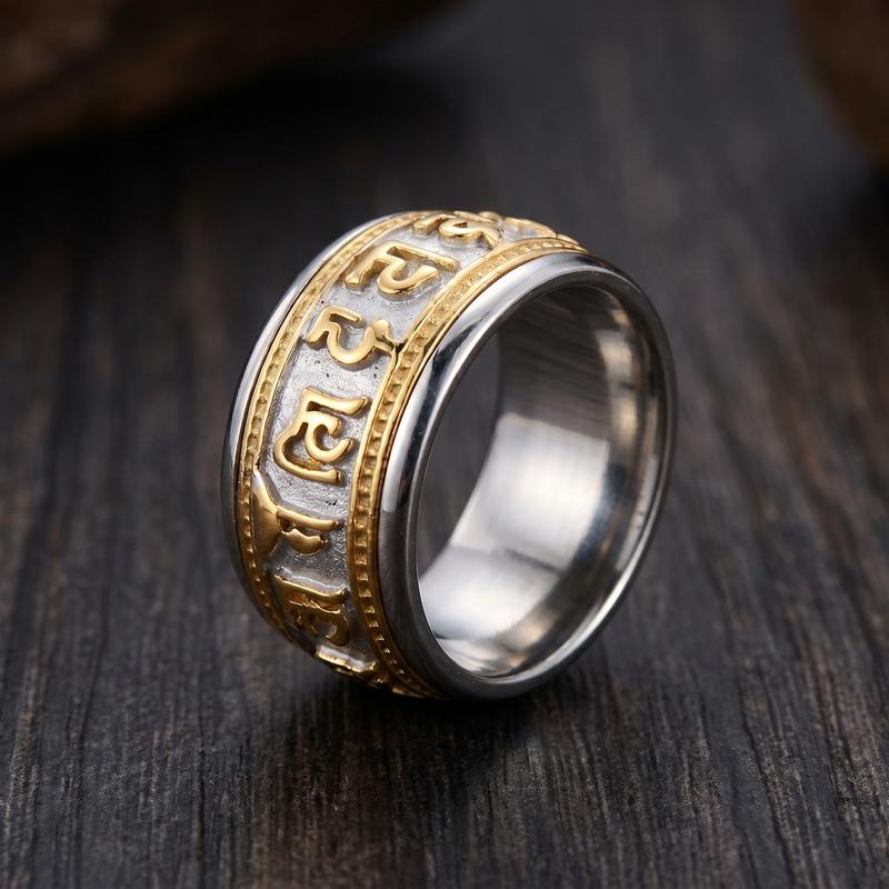 Casual Men's Stainless Steel Rings Sanskrit Rune Inspired Vintage Ring Court Finger Ornaments Fashion Jewelry Party Gifts