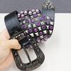 Ремень с заклепками, черный, со стразами, панк, нейтральный, для мужчин и женщин, джинсовый ремень с заклепками